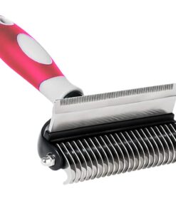 2 in 1 Undercoat Rake Pet Deshedding Brush for Mats & Tangles Removing - Red