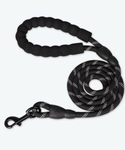 2 Meter Reflective Pet Rope Lead / Leash With Metal Clip Hook - Black