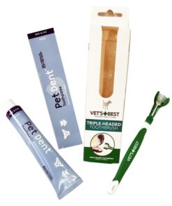 2 Pack - Triple Headed Toothbrush & Pet Dent Toothpaste