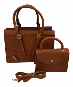 2-Piece Bags for Women Ladies Handbags with Shoulder Strap Satchel Bag - Brown
