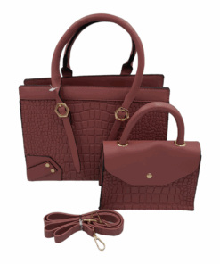 2-Piece Bags for Women Ladies Handbags with Shoulder Strap Satchel Bag - Pink