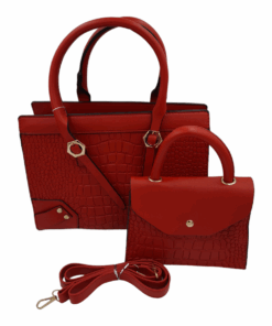 2-Piece Bags for Women Ladies Handbags with Shoulder Strap Satchel Bag - Wine