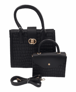 2-Piece Classy Bags for Women Ladies Handbags Shoulder Bag with Strap - Black