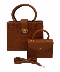 2-Piece Classy Bags for Women Ladies Handbags Shoulder Bag with Strap - Brown