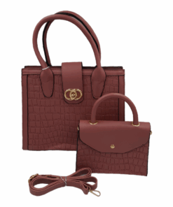 2-Piece Classy Bags for Women Ladies Handbags Shoulder Bag with Strap - Pink