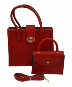 2-Piece Classy Bags for Women Ladies Handbags Shoulder Bag with Strap - Wine