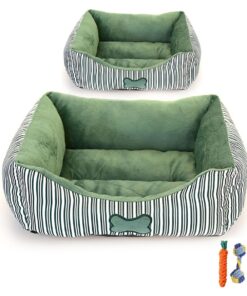 2 Piece Pet Plush Cushion Bed & 3Pcs Dog Rope Toy Set