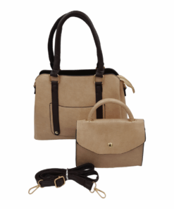 2-Piece Satchel Bag Ladies Handbags For Women With Shoulder Strap Bags - Beige