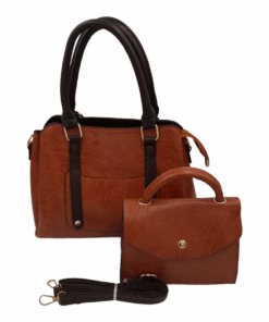 2-Piece Satchel Bag Ladies Handbags For Women With Shoulder Strap Bags - Chocolate