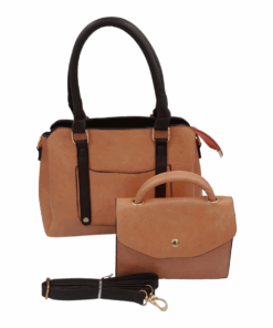 2-Piece Satchel Bag Ladies Handbags For Women With Shoulder Strap Bags - Coral
