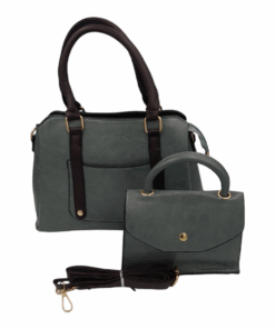 2-Piece Satchel Bag Ladies Handbags For Women With Shoulder Strap Bags - Green
