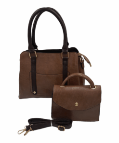 2-Piece Satchel Bag Ladies Handbags For Women With Shoulder Strap Bags - Khakhi