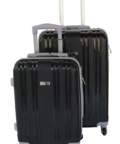 2 Piece Sturdy Hardshell Luggage Travel Set - Black