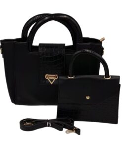 2-Piece Tote Bag Ladies Handbags For Women Shoulder Bags With Strap Handbag - Black