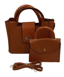 2-Piece Tote Bag Ladies Handbags For Women Shoulder Bags With Strap Handbag - Brown