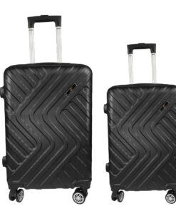 2 Piece Travel Suitcase, Sizes 25'' 21'', Hard Shell With Combo Lock - Black