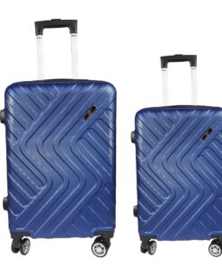 2 Piece Travel Suitcase, Sizes 25'' 21'', Hard Shell With Combo Lock - Blue Dark