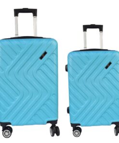 2 Piece Travel Suitcase, Sizes 25'' 21'', Hard Shell With Combo Lock - Blue Light