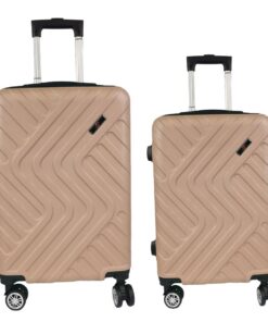 2 Piece Travel Suitcase, Sizes 25'' 21'', Hard Shell With Combo Lock - Gold