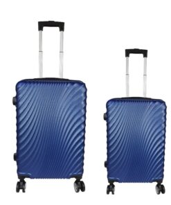 2 Piece Travel Suitcase, Sizes 26'' 22'', Hard Shell With Combo Lock - Blue Dark