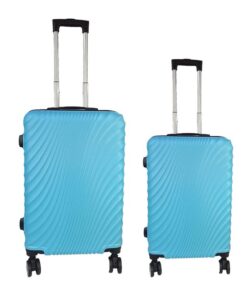2 Piece Travel Suitcase, Sizes 26'' 22'', Hard Shell With Combo Lock - Blue Light