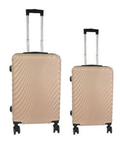 2 Piece Travel Suitcase, Sizes 26'' 22'', Hard Shell With Combo Lock - Gold