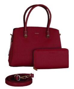2-Piece Women's Handbag and Wallet Set - Maroon