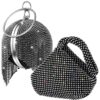 2-Piece Women's Triangle Clutch Evening Round Ball Crystal Purse Bag
