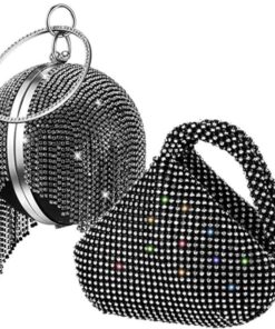 2-Piece Women's Triangle Clutch Evening Round Ball Crystal Purse Bag