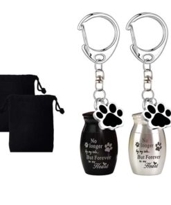 2 Pieces Pet Urns Keychain for Dogs Ashes Keepsake with 2 Storage Bags