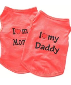 2 Pieces Spring Summer Dogs Cats Vest I Love Daddy & Mommy Vest - XS