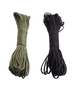 2 Pieces Tactical Paracord Cords Umbrella Braided Ropes 31m Parachute Ropes - Black+Green