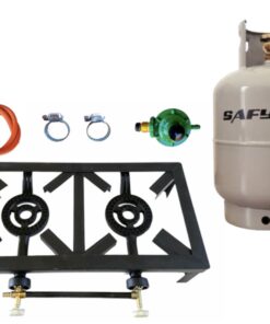2 Plate Gas Burner with Hose, Regulator Set, and 5KG Gas Cylinder