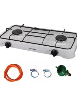 2 Plate Gas Stove 2 Burner Stainless Steel Including Ful Set - White