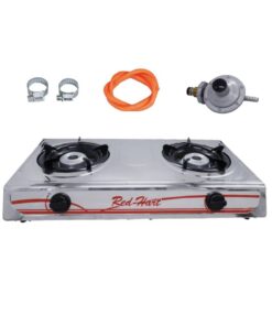 2 - Plate Stainless Steel Gas Stove with Pipe and Regulator
