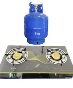 2-Plate Tempered Glass Gas Stove and 9KG Gas Cylinder