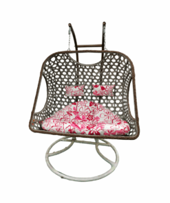 2-Seater Outdoor/Indoor Rattan Swing Hammock Chair with Cushions - Brown, Pink