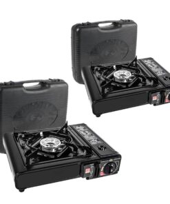 2 Single Burner Butane Canister Stoves with Travel Case
