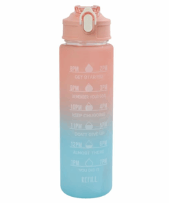 2 Tone Premium 1 Litre Motivational Water Bottle - Pink