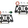 2 X 2 Burner, Double Gas Burner, 4 Legged with Hose And Regulator Set