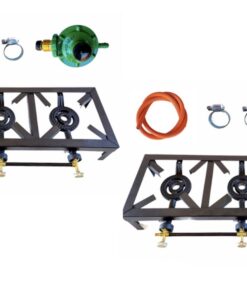 2 X 3 Burner, Triple Gas Burner, 4 Legged with Hose And Regulator Set