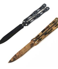 2 x Butterfly Knife Batangas Fan Knife - Black + Camo