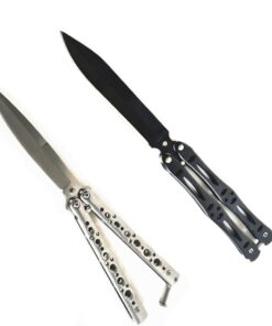 2 x Butterfly Knife Batangas Fan Knife - Black + Silver