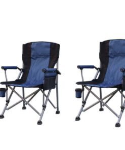 2 x Camping Chairs Folding Camping Chairs - Blue, Black