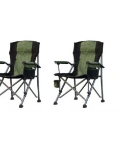 2 x Camping Chairs Folding Camping Chairs - Green, Black