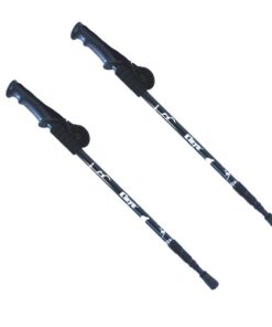 2 x Hiking Stick Trekking Pole Ultra Light Aluminium Extendable - Black