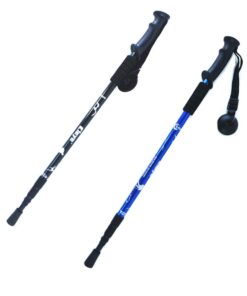 2 x Hiking Stick Trekking Pole Ultra Light Aluminium Extendable - Black+Blue