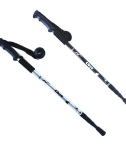 2 x Hiking Stick Trekking Pole Ultra Light Aluminium Extendable - Black+Silver