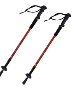 2 x Hiking Stick Trekking Pole Ultra Light Aluminium Extendable - Red