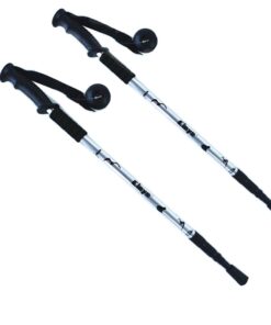 2 x Hiking Stick Trekking Pole Ultra Light Aluminium Extendable - Silver